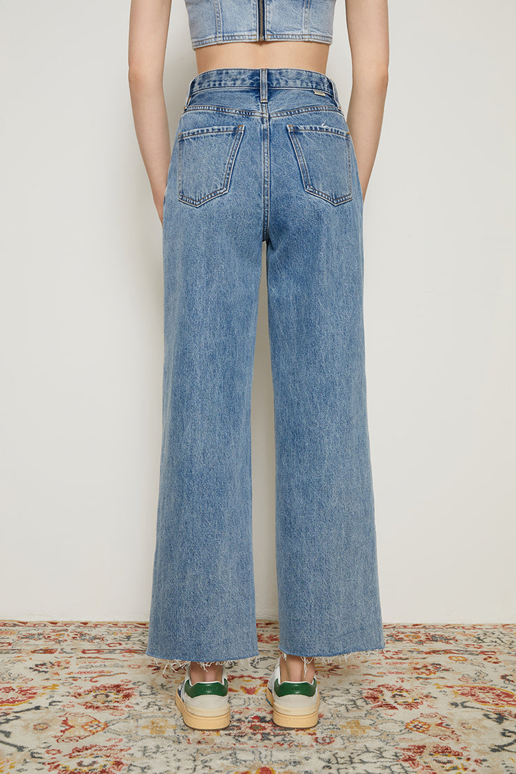 CHILL Pleat Straight Ankle Jeans [FINAL SALE]
