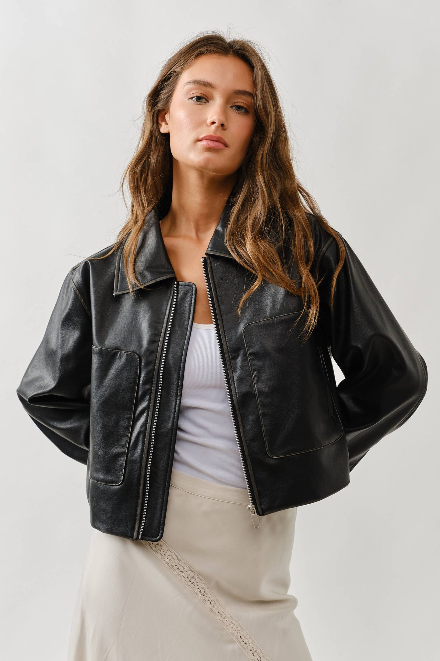 Brown Vintage Washed Leather Jacket