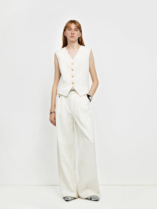 "Diary of an Old Friend" Customized Breathable Ramie Oversize Suit Vest Set