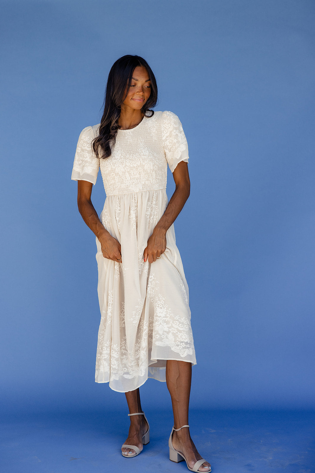 Juliette Smocked Lace Dress