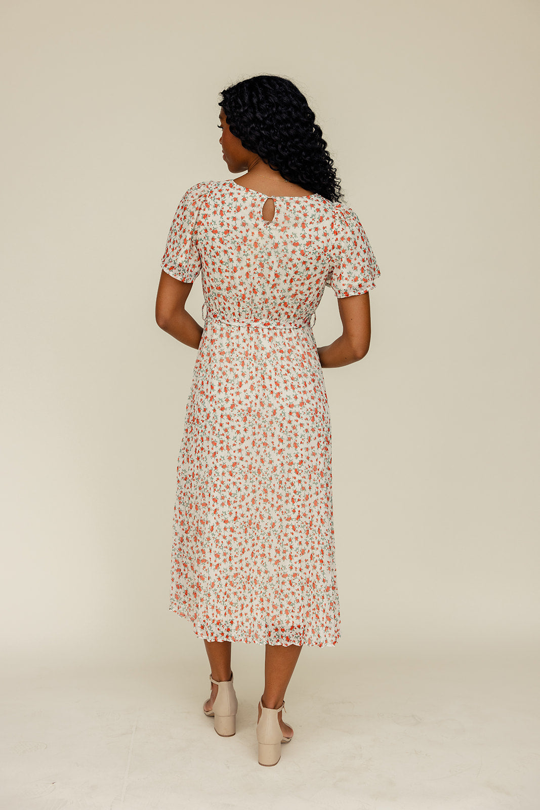 Garden Florals Flutter Sleeve Dress