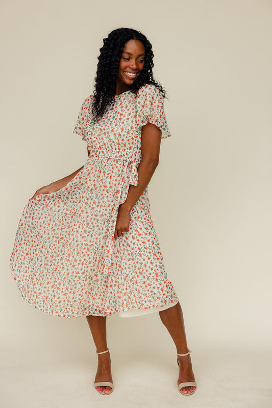 Garden Florals Flutter Sleeve Dress