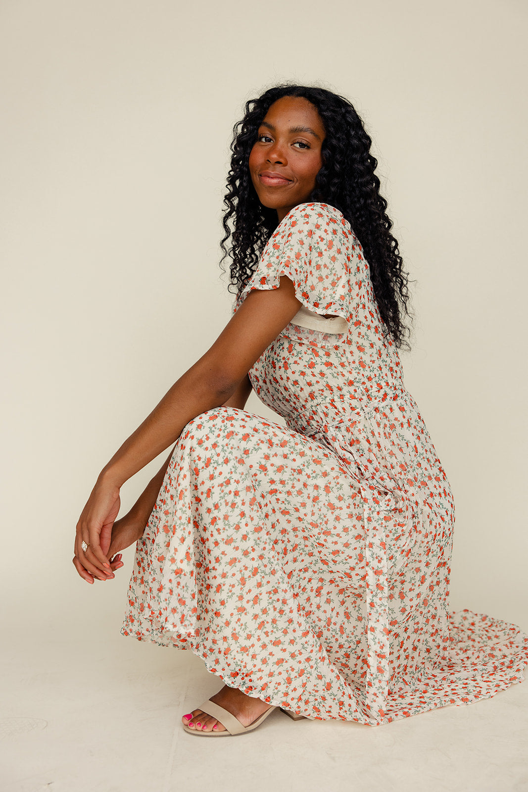 Garden Florals Flutter Sleeve Dress