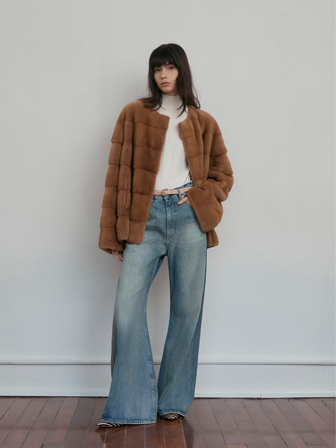 Vintage Clock Velvet Mink Fur Coat Winter