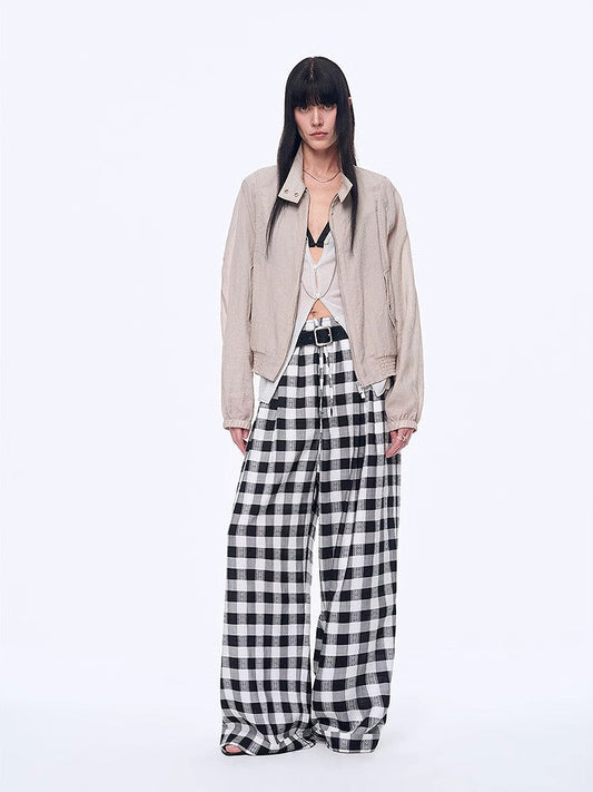 "Plaid Accent" Linen Pants