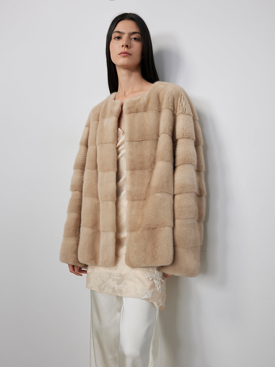 Vintage Clock Velvet Mink Fur Coat Winter