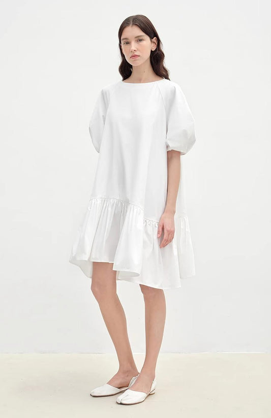 "Ailande" Round Neck Puff Sleeve Temperament Dress for Women Summer