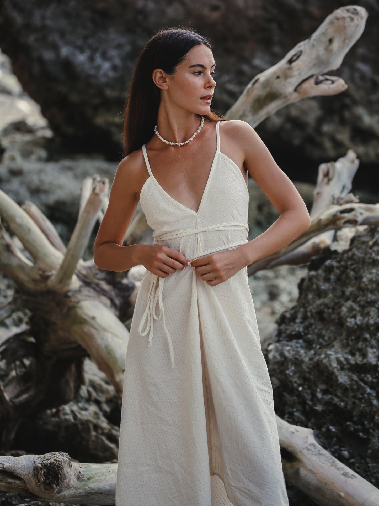Sage Maxi Dress - Gold Stripes