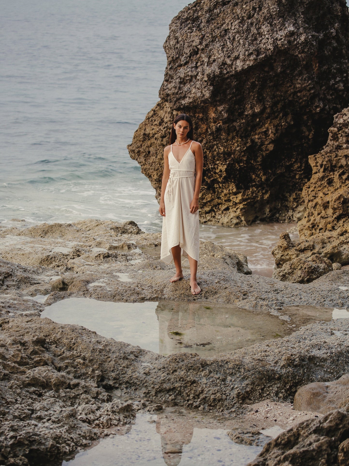Sage Maxi Dress - Gold Stripes