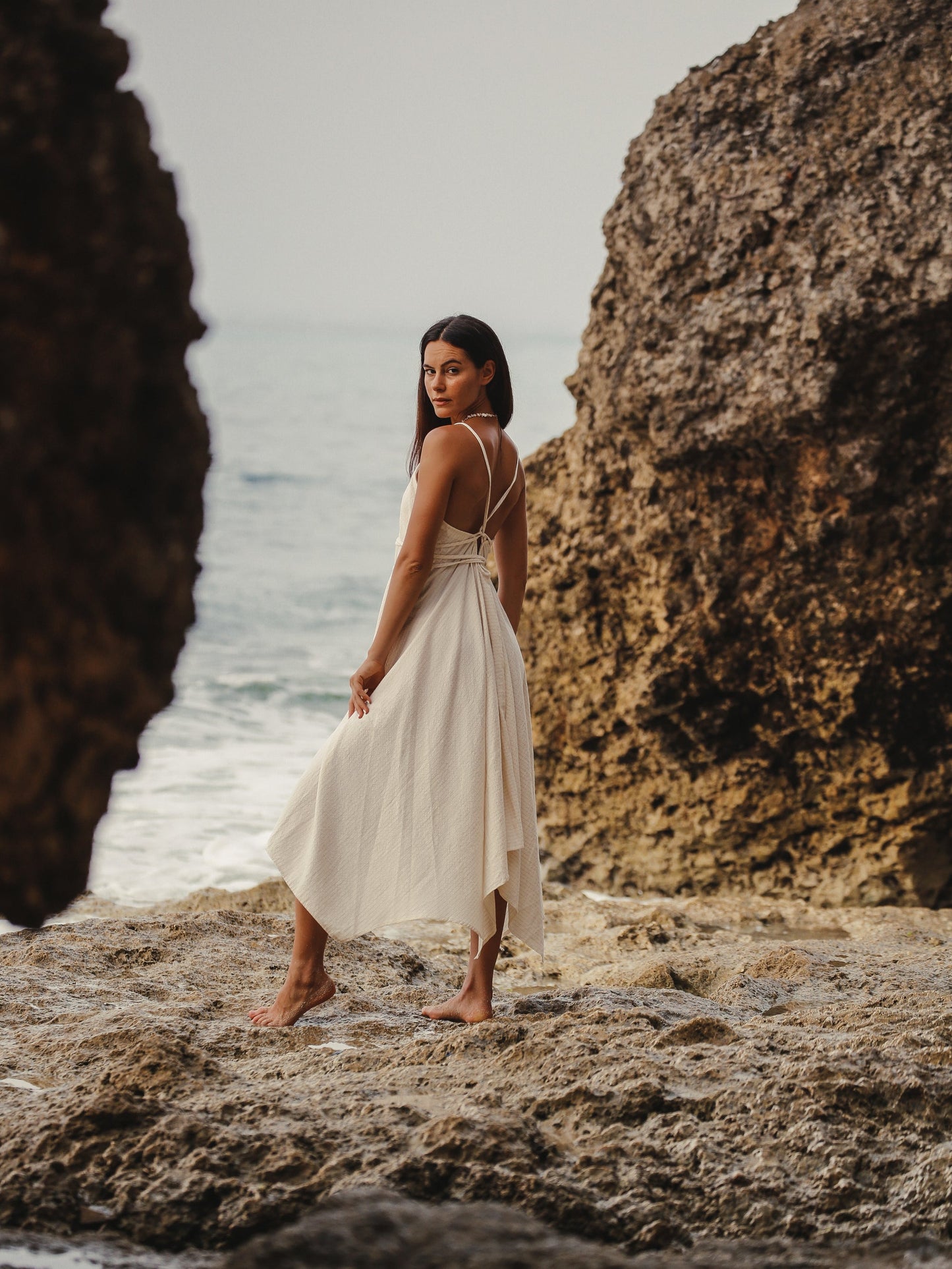 Sage Maxi Dress - Gold Stripes