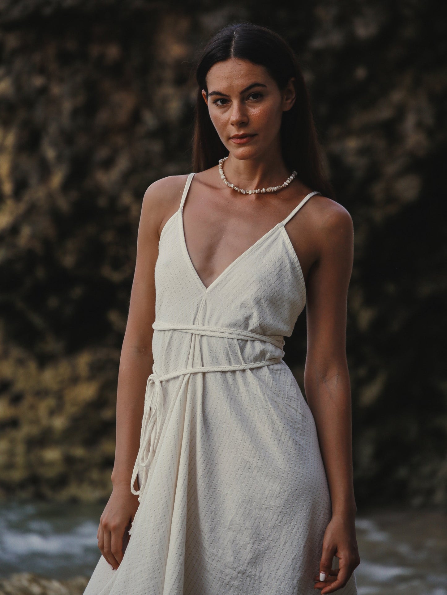 Sage Maxi Dress - Gold Stripes