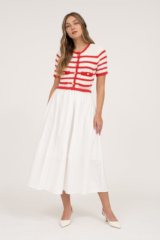 Zoe and Claire Red and White Knit dress