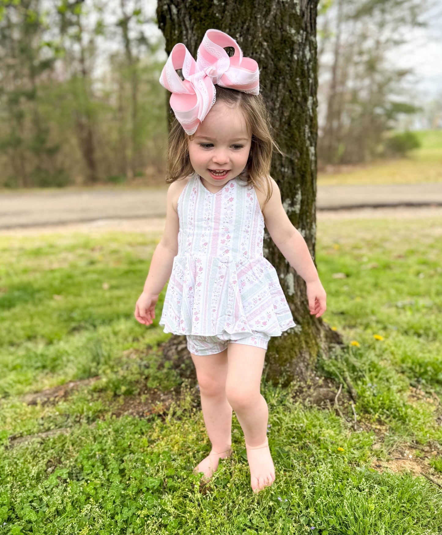 Pink Floral Peplum Set