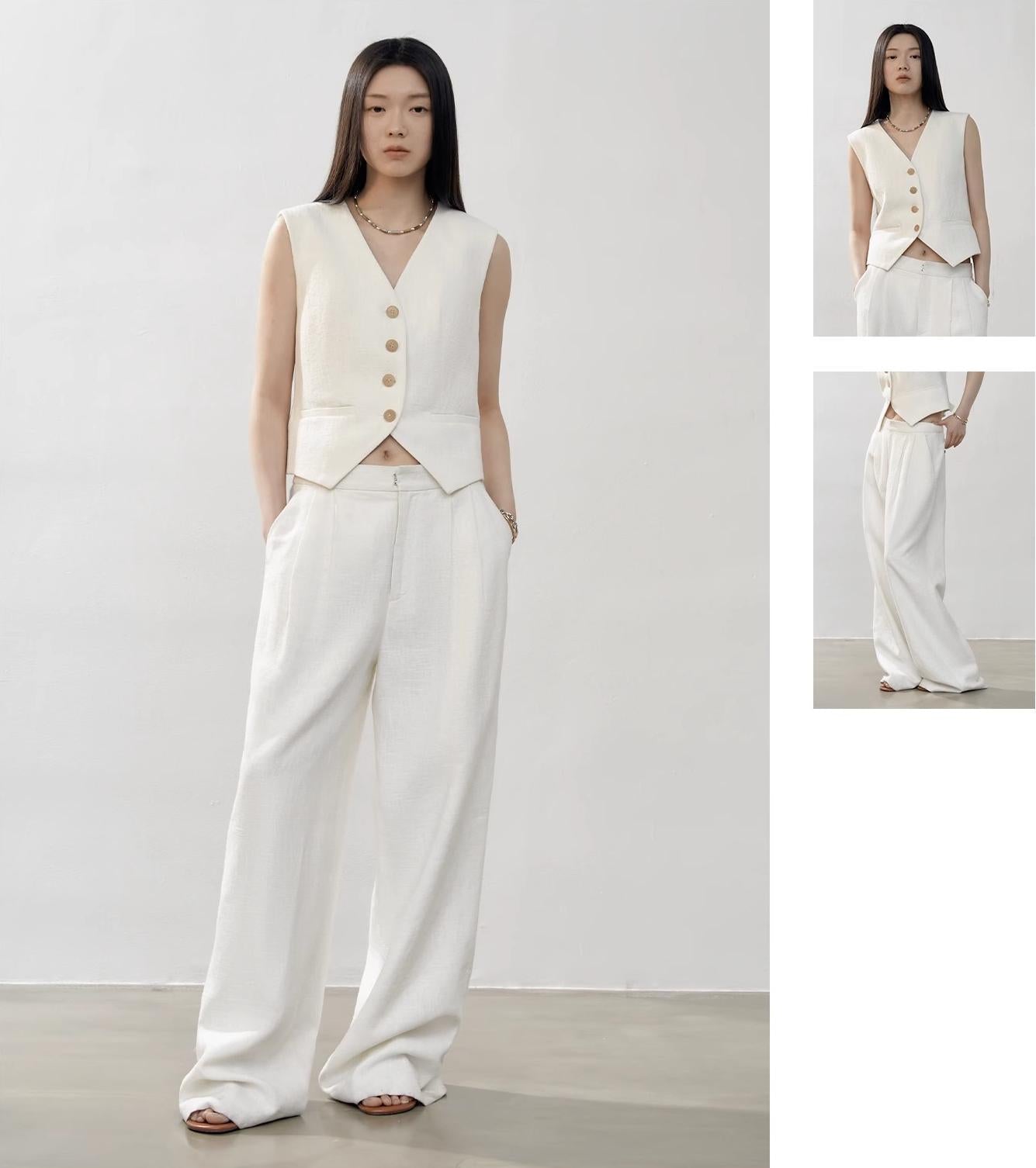 "Diary of an Old Friend" Customized Breathable Ramie Oversize Suit Vest Set