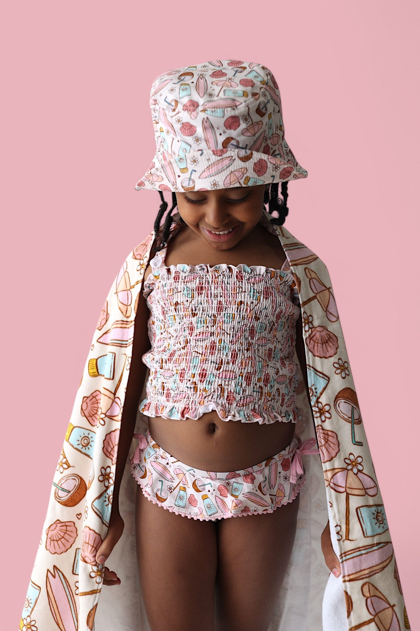 FUN IN THE SUN DREAM SMOCKED TANKINI TWO PIECE SWIM SUIT