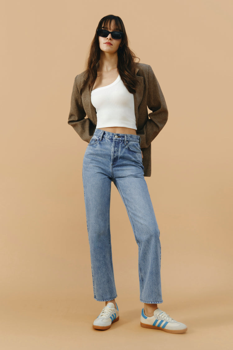 Manhattan High Rise Straight Ankle Jeans