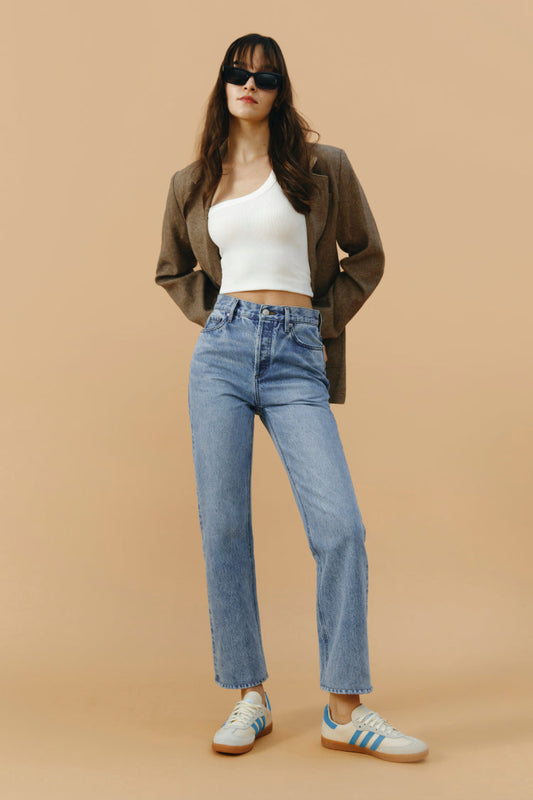 Manhattan High Rise Straight Ankle Jeans