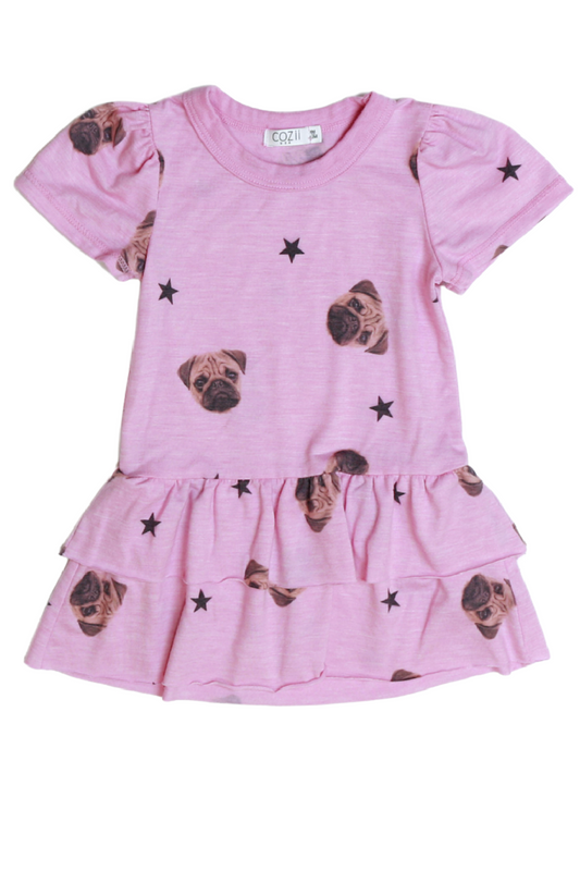Pink Pug and Stars Dress