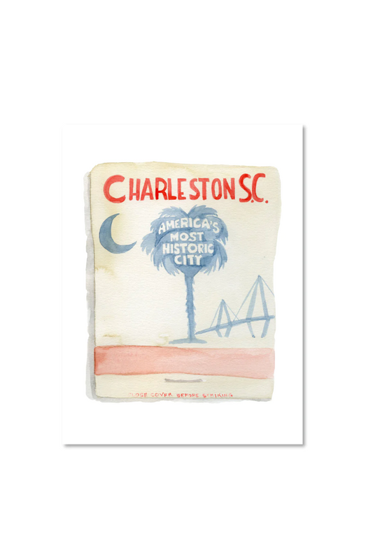 CHARLESTON MATCHBOOK PRINT IN ACRYLIC FRAME