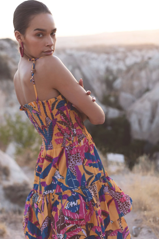 Tie Strap Smocked Midi