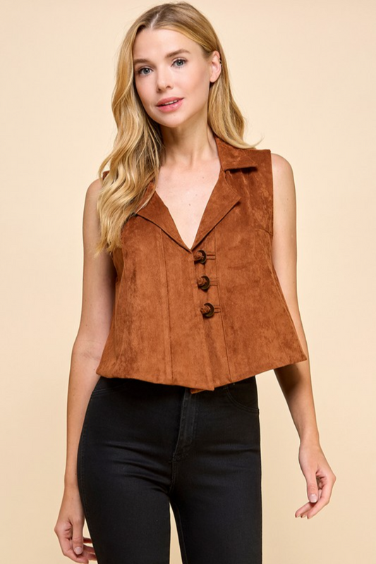 S/L Faux Suede Vest Top