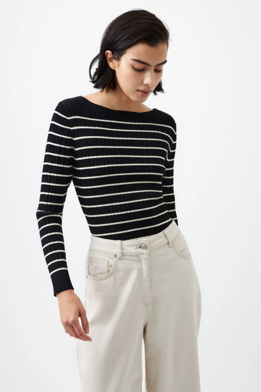 Stripe Crinkle Knit - Black/Classic Cream