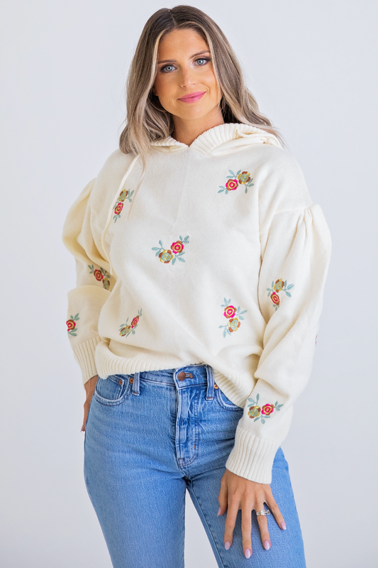Floral Det Hoodie Sweater
