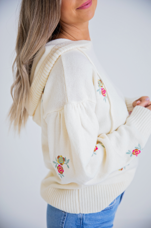 Floral Det Hoodie Sweater