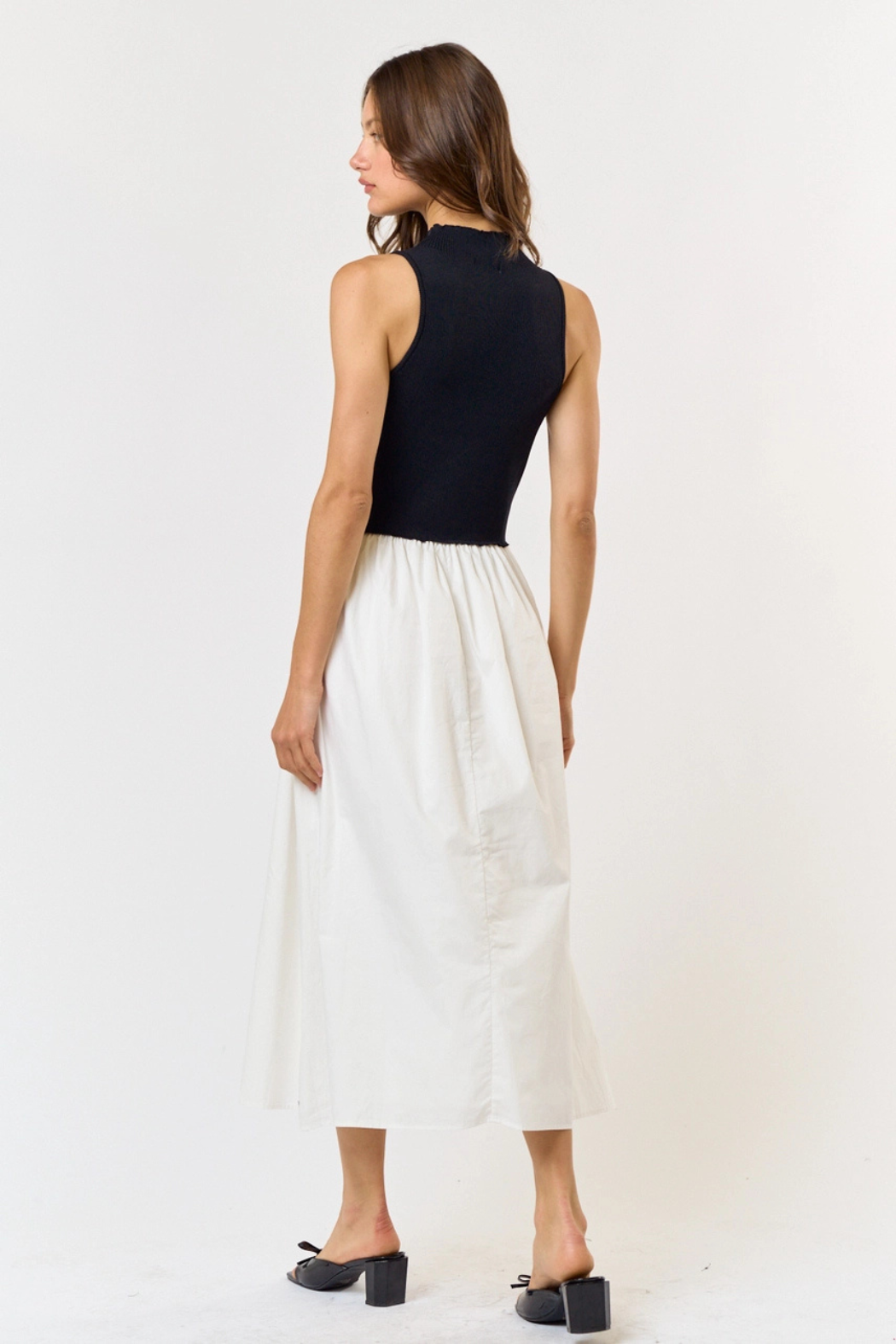 Knit & Poplin Maxi Dress