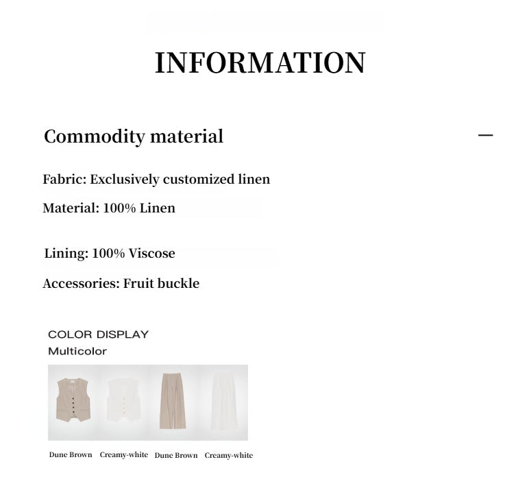 "Diary of an Old Friend" Customized Breathable Ramie Oversize Suit Vest Set