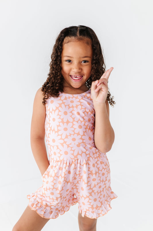 Coral Floral | Ruffle Romper