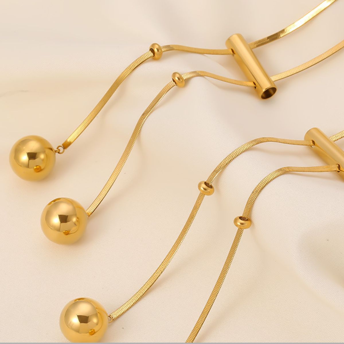 18K Gold - Plated Titanium Steel Hollow Bead Necklace - Mack & Harvie