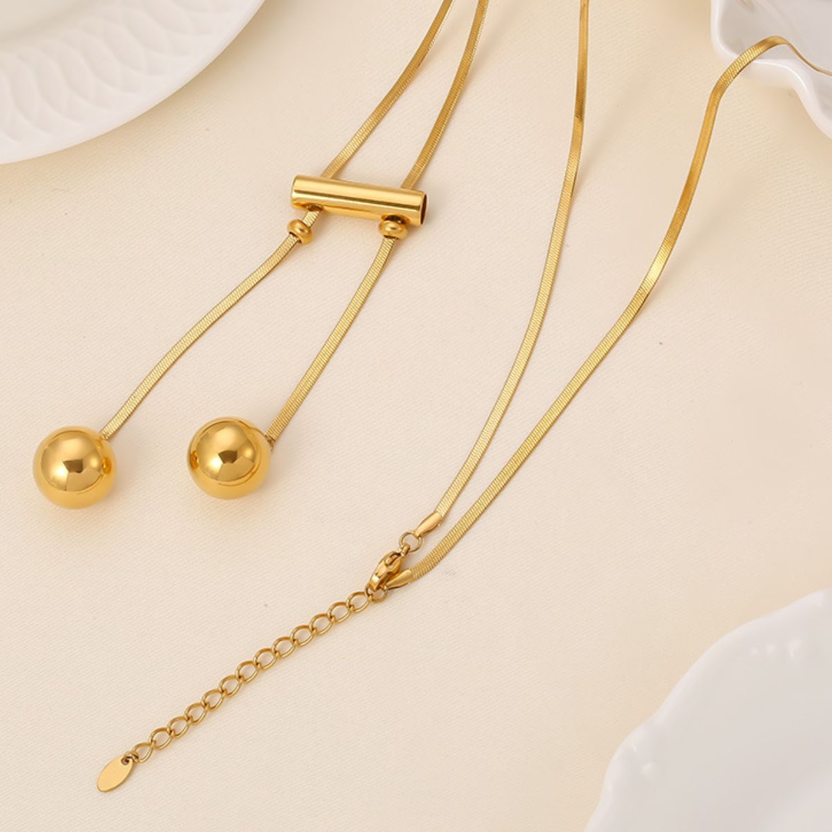 18K Gold - Plated Titanium Steel Hollow Bead Necklace - Mack & Harvie