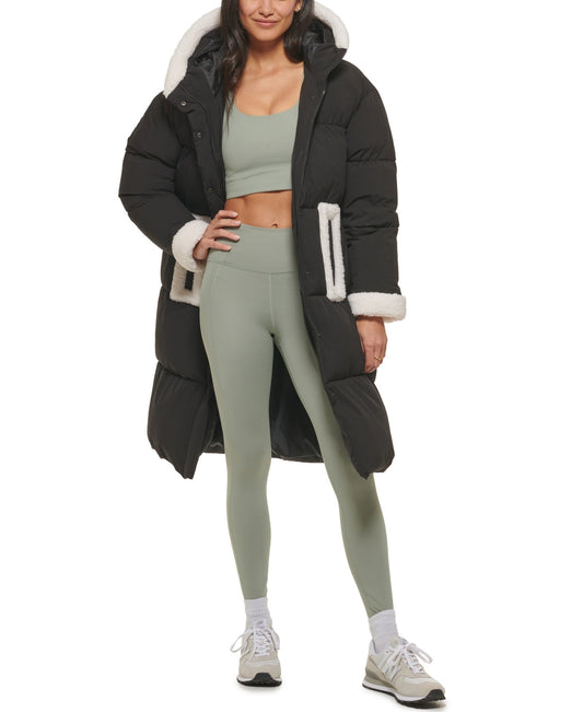 levi's Faux Shearling Trim Puffer Parka in Black Size X-Small