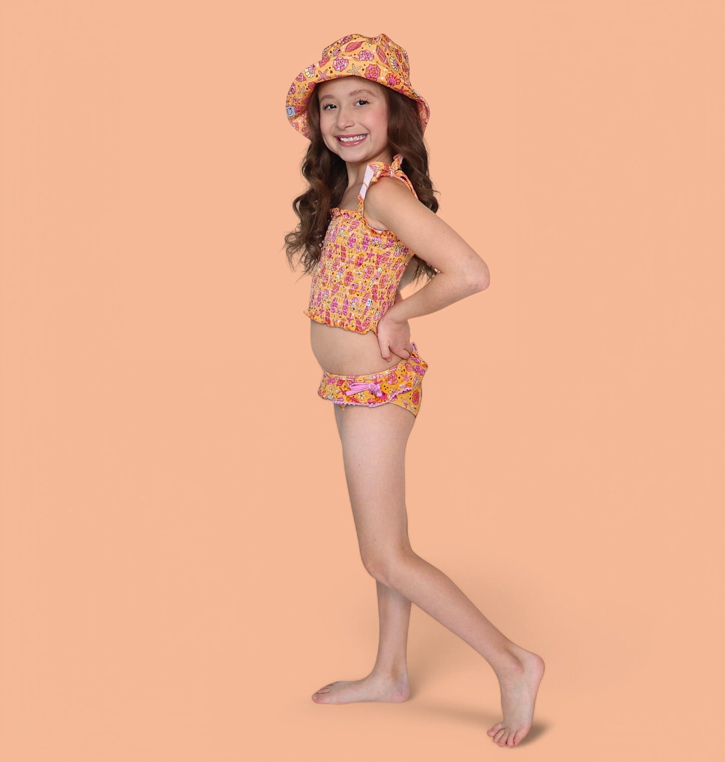 SHELLO SUMMER DREAM SMOCKED TANKINI TWO PIECE SWIM SUIT