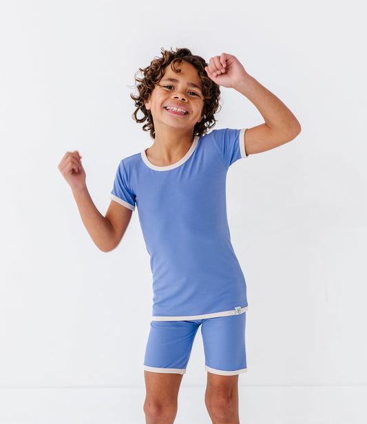 PERIWINKLE | Tee + Biker Shorts RIB SET