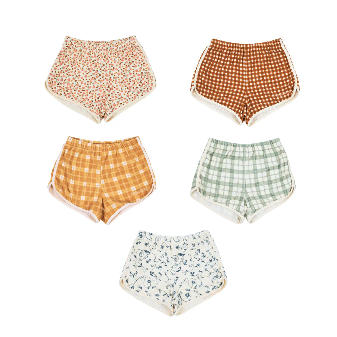Retro Shorts | Organic Cotton Terry - Fern Plaid