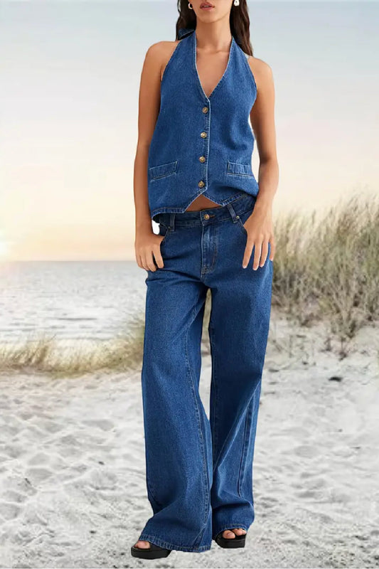 2-piece Denim Pant Set