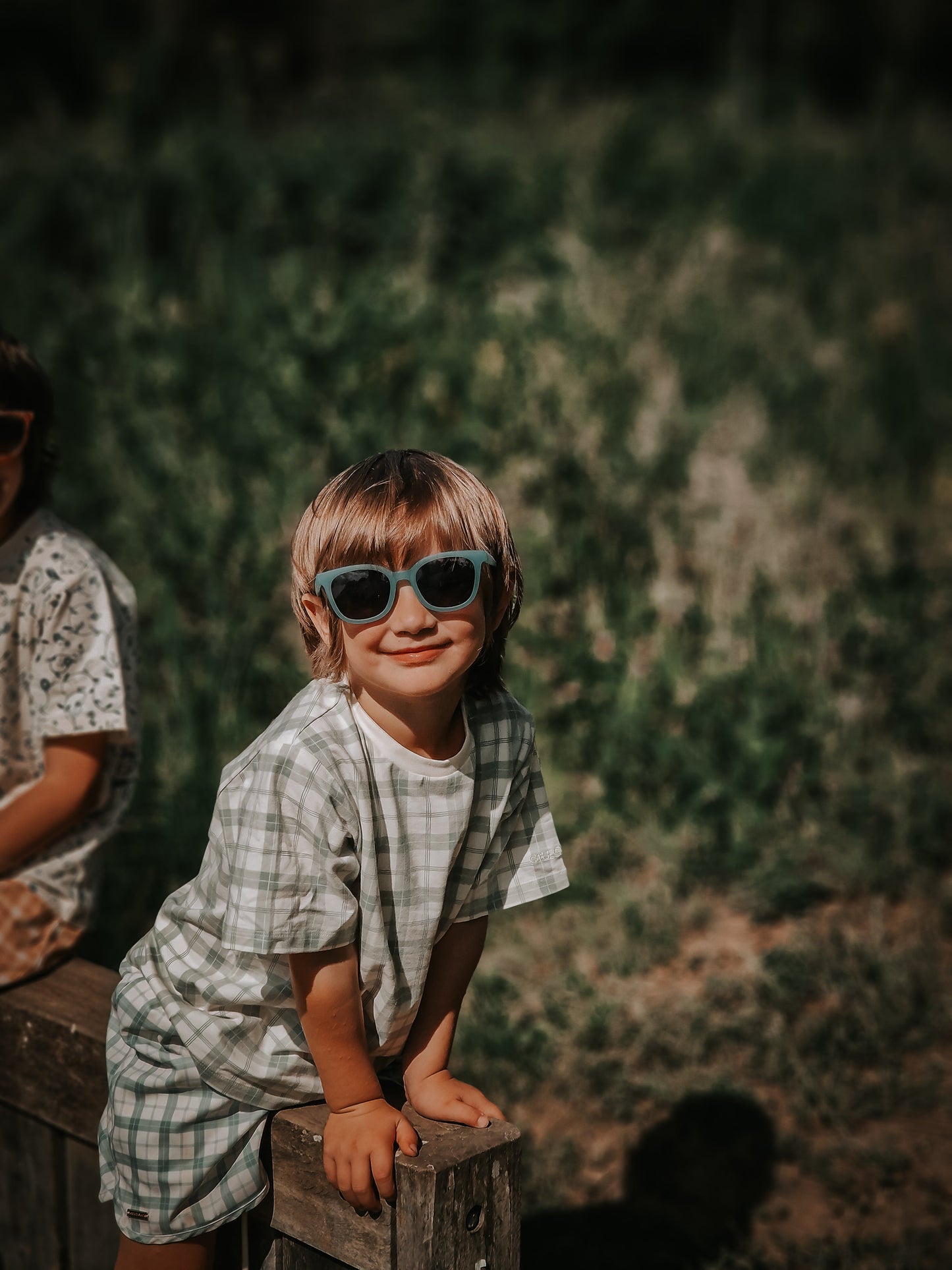 Oversized T-Shirt | Organic Cotton Jersey - Fern Plaid