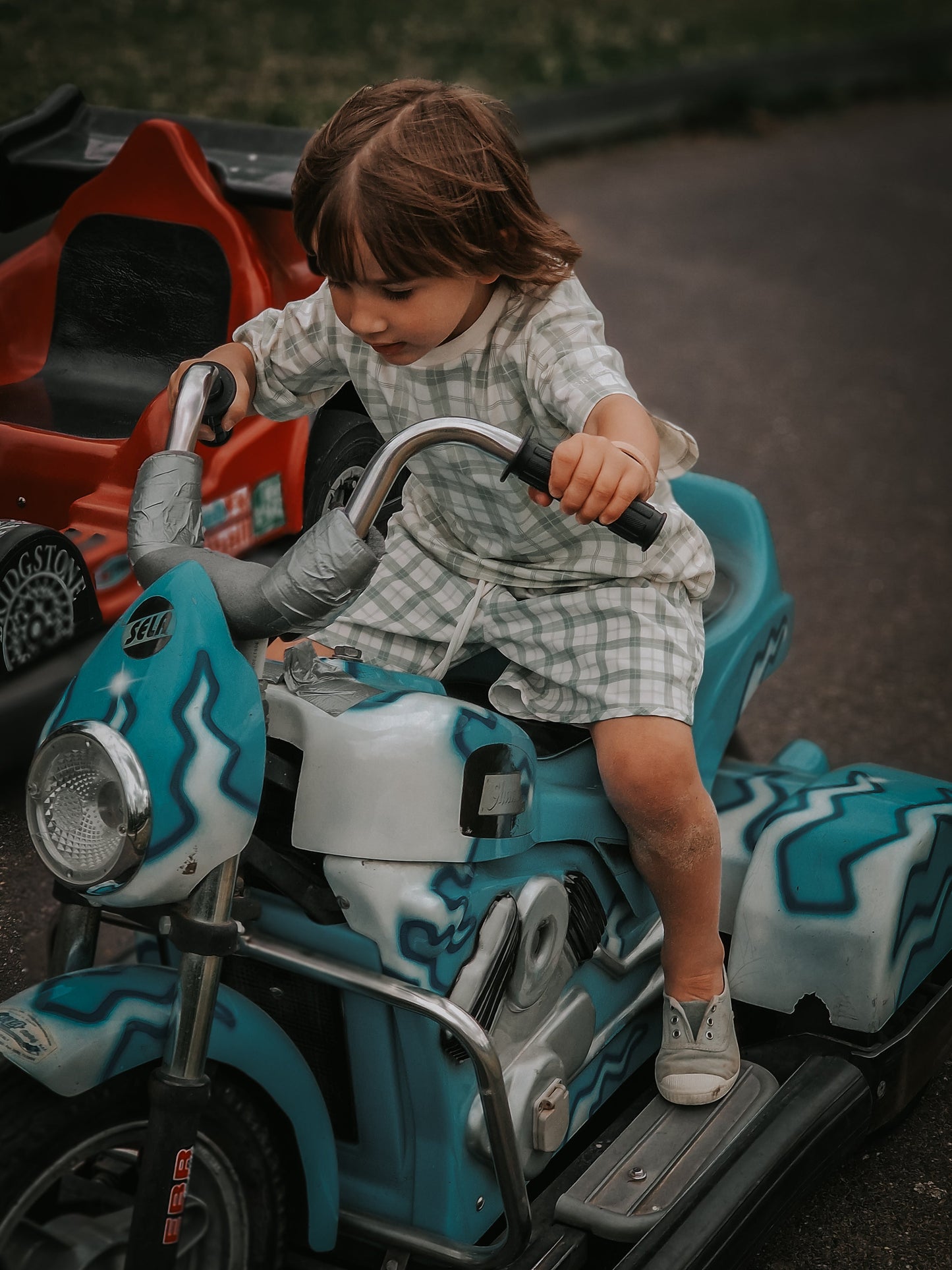 Oversized T-Shirt | Organic Cotton Jersey - Fern Plaid