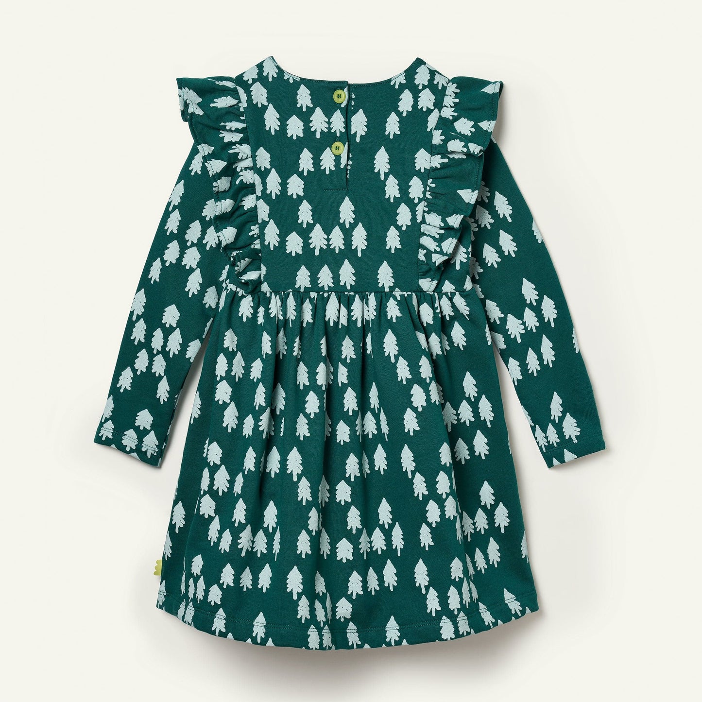 Recycled Cotton Snowy Pine Ruffle Dress