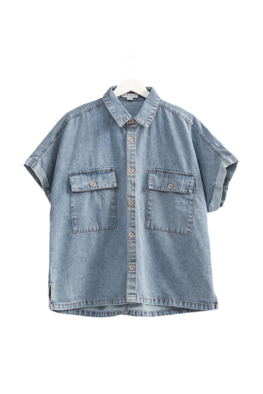 Oversized Denim Button up Top
