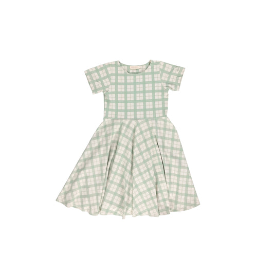 Sweetheart Twirl Dress | Organic Cotton Jersey - Fern Plaid