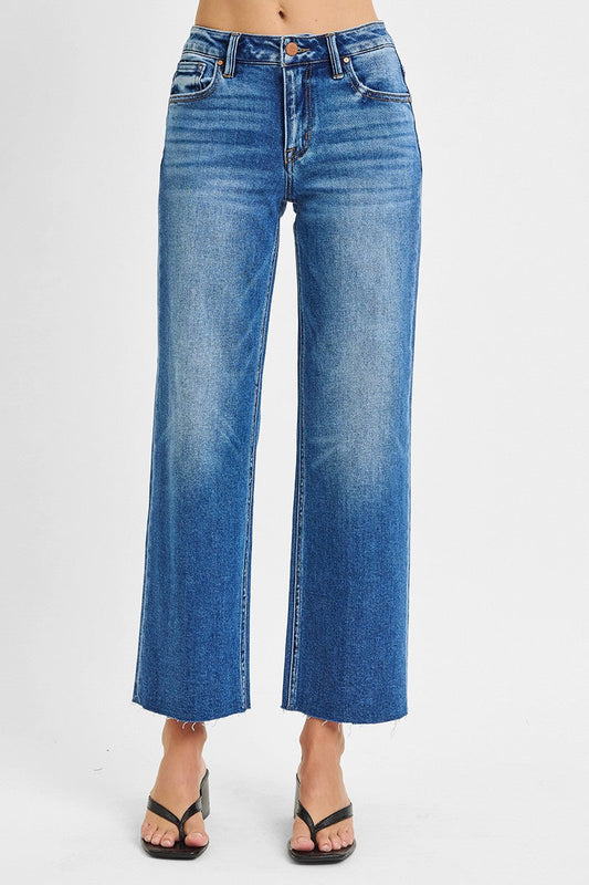 Mid Rise Crop Clean Cut Jeans