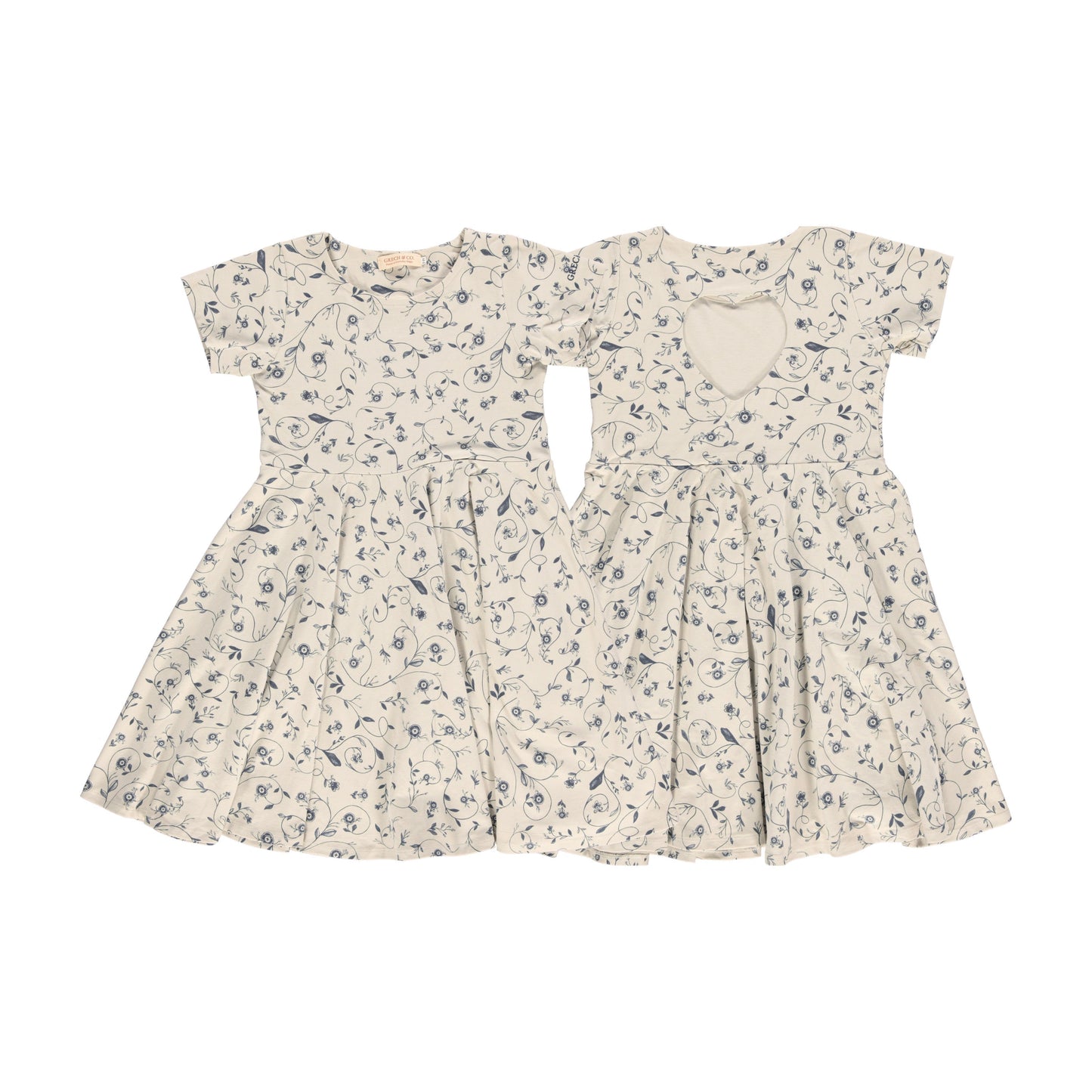 Sweetheart Twirl Dress | Organic Cotton Jersey - Scandi Floral