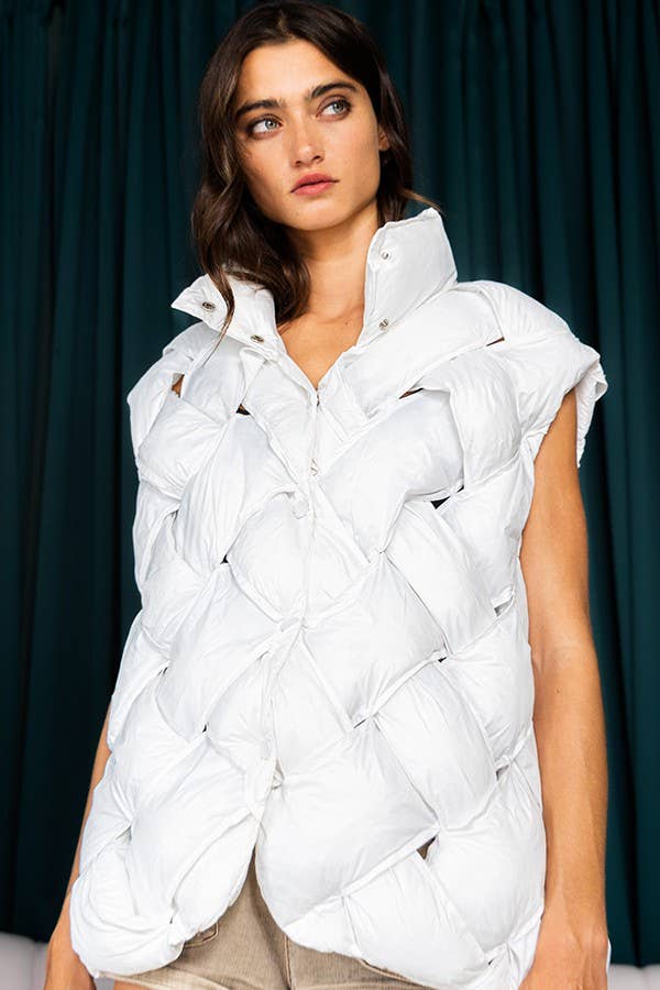 Camel Button-Up Puffer Vest