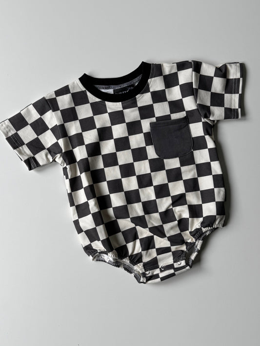CHECKERED COLOR BLOCK • ROMPER