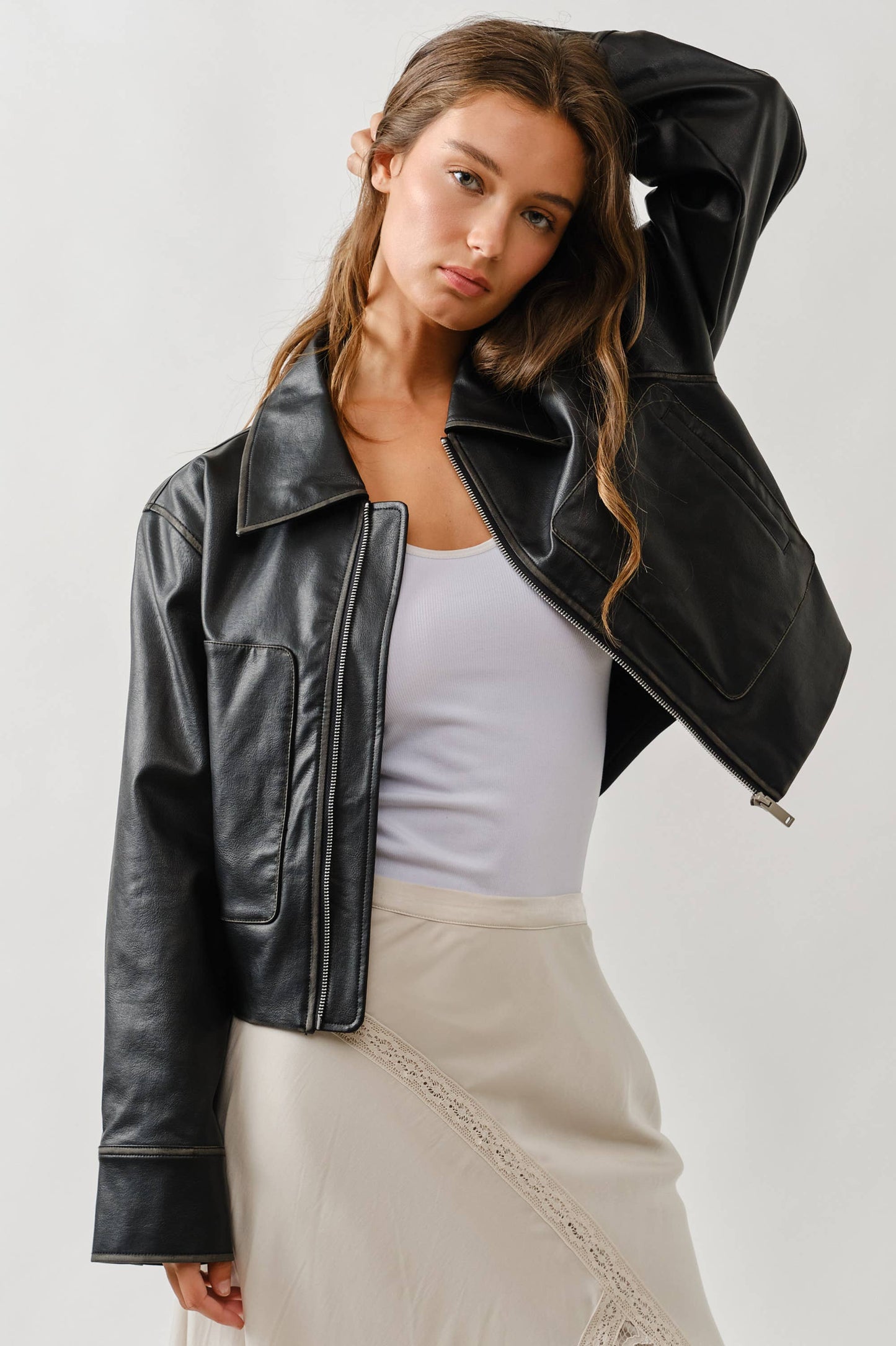 Brown Vintage Washed Leather Jacket