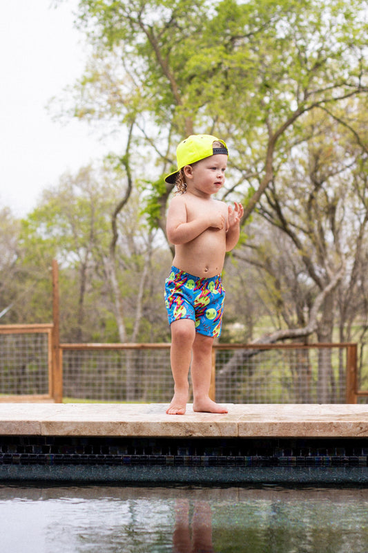 Neon Bolts Swim Trunks