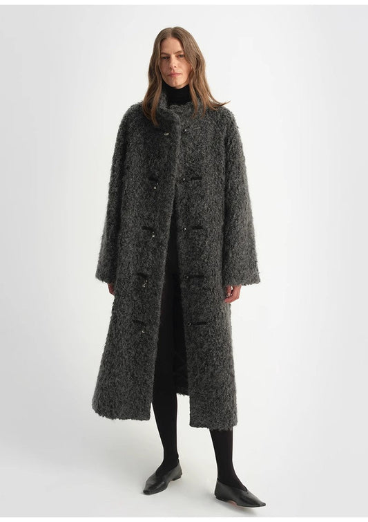 Parisian Affair Circle Long Fur Toggle Coat for Women